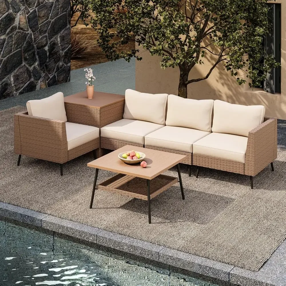 Outdoor Furniture With Storage For Cushions - Комплект уличной мебели для террасы из