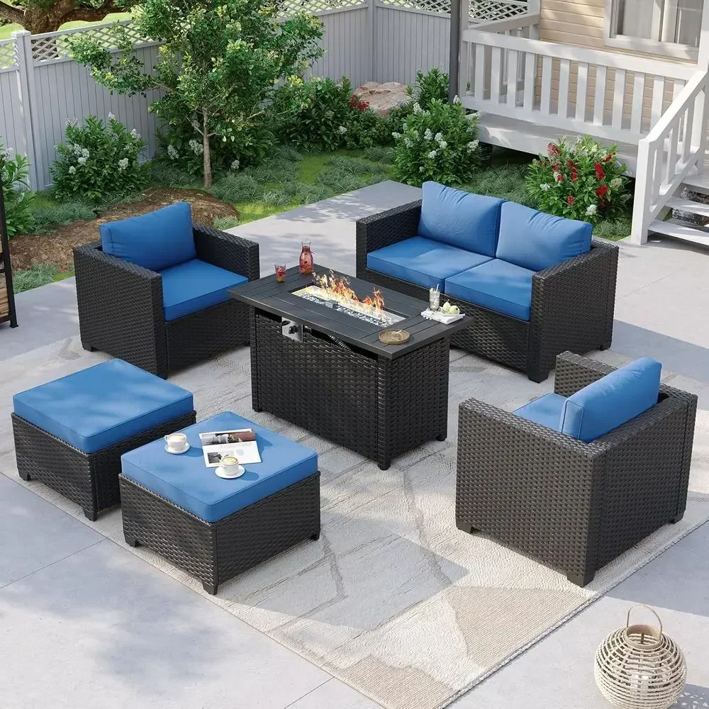 Outdoor Furniture With Fire Pit Table - 6-местный комплект садовой мебели для улицы