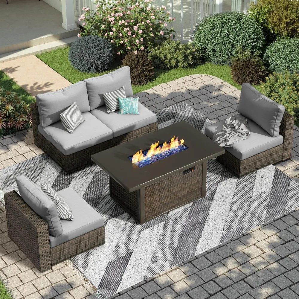 Outdoor Furniture With Fire Pit Table - Комплект садовой мебели из 5 предметов
