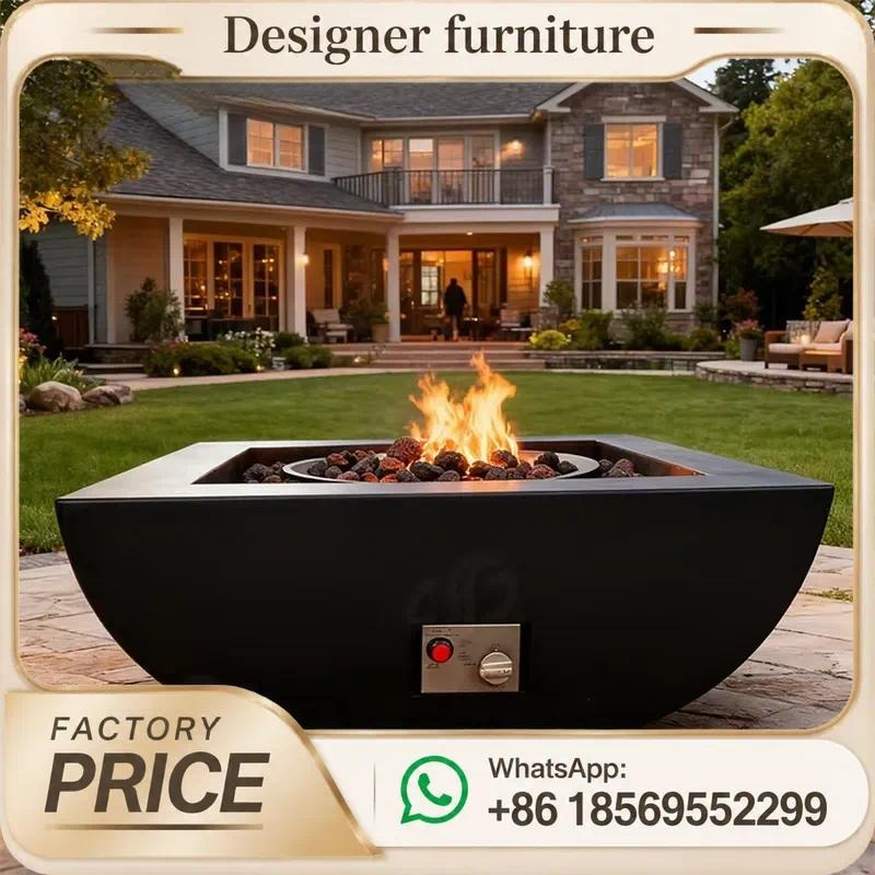 Outdoor Furniture With Fire Pit Table - Индивидуальный уличный газовый стол-очаг из стали