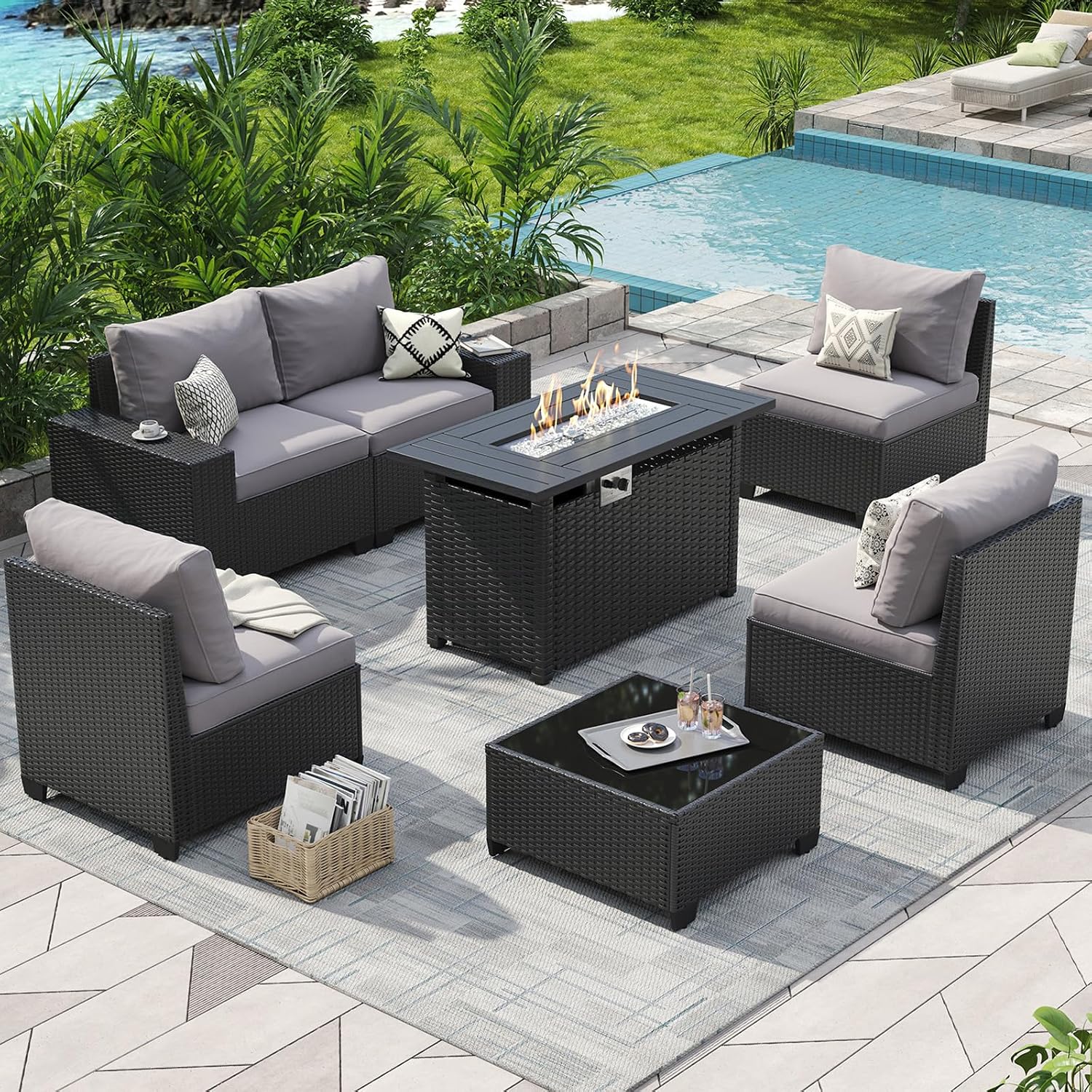 Комплект уличной мебели для па – обзор и цена Outdoor Furniture With Fire Pit Table