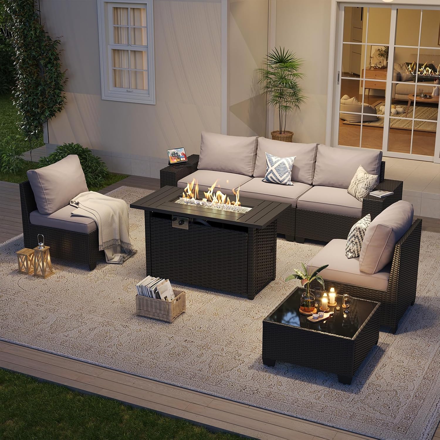 Комплект уличной мебели для па – обзор и цена Outdoor Furniture With Fire Pit Table