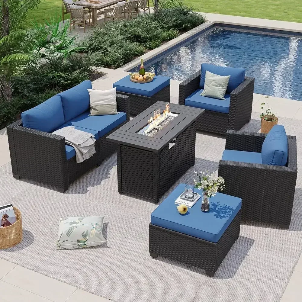 6-местный комплект садовой меб – обзор и цена Outdoor Furniture With Fire Pit Table