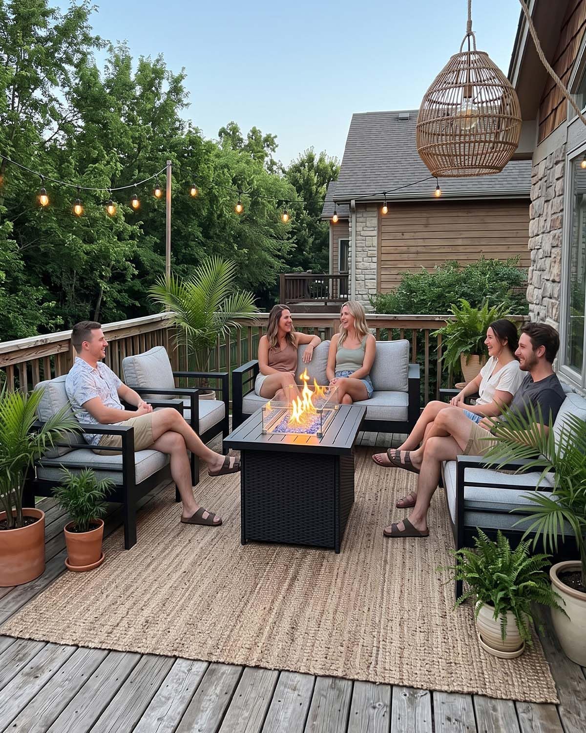 Комплект уличной мебели из алю – обзор и цена Outdoor Furniture With Fire Pit Table
