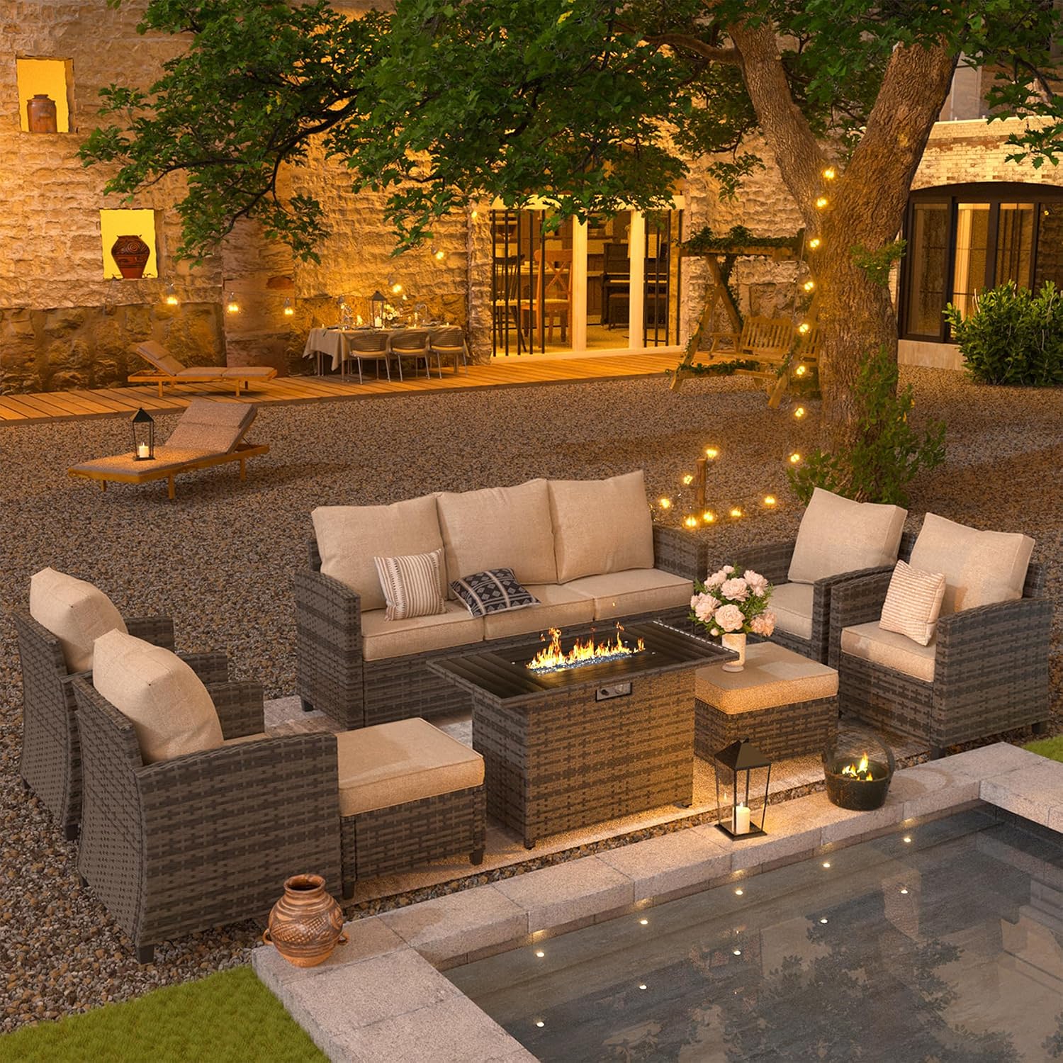 44-дюймовый стол-огнище для па – обзор и цена Outdoor Furniture With Fire Pit Table