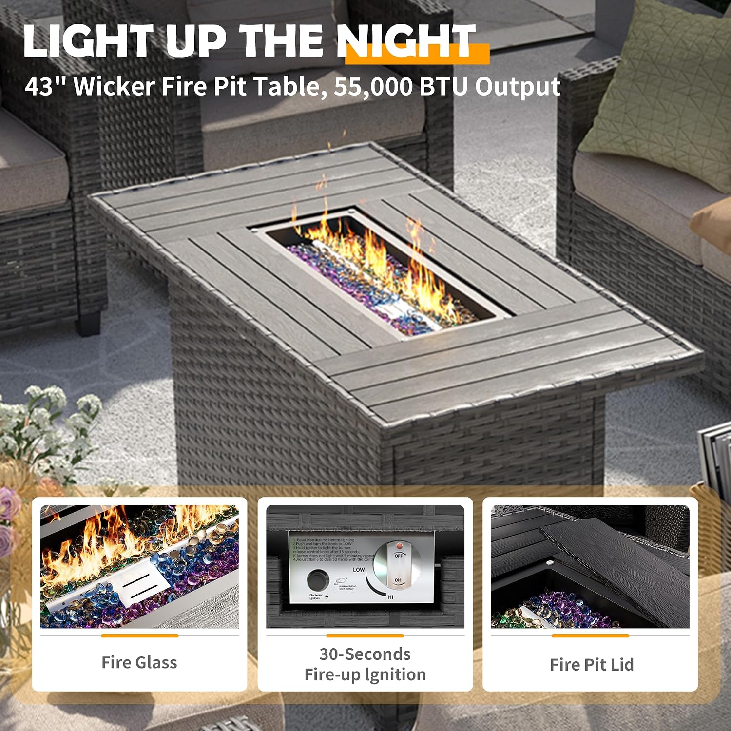 44-дюймовый стол-огнище для па – обзор и цена Outdoor Furniture With Fire Pit Table