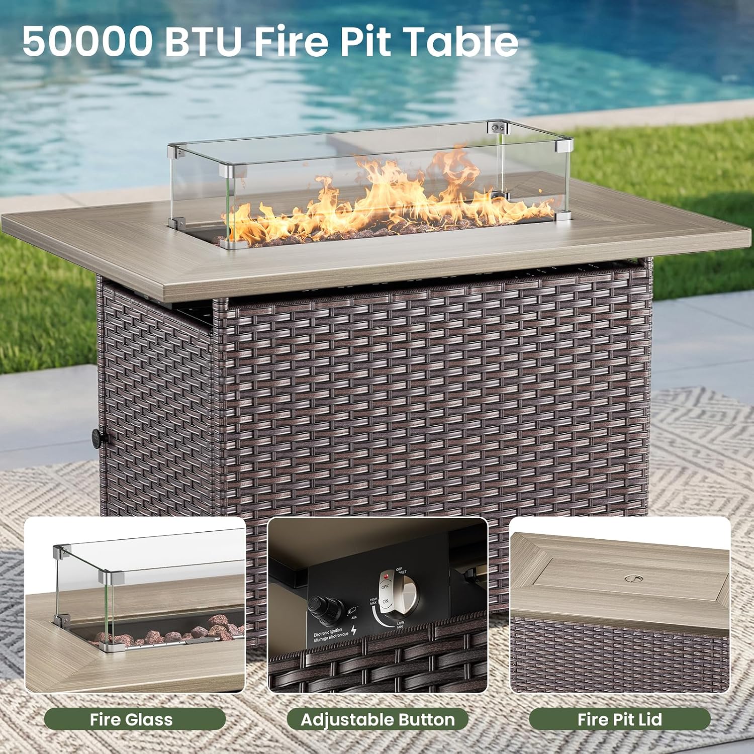 Роскошный комплект садовой меб – обзор и цена Outdoor Furniture With Fire Pit Table